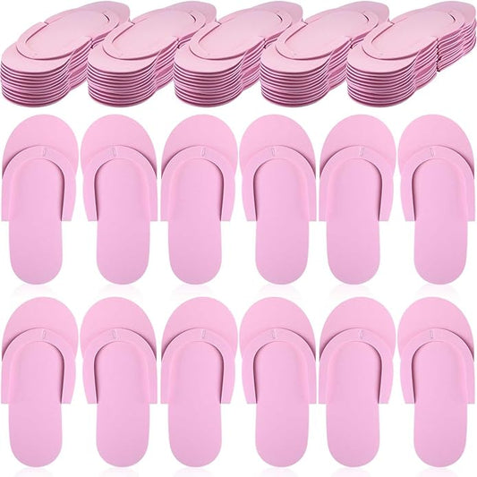 JenPen 60 Pairs Disposable Pedicure Slippers Foam Flip Flops Disposable Flip Flops Multi Color Foldable Pedicure Slippers for Guests Salon Spa Hotel Women