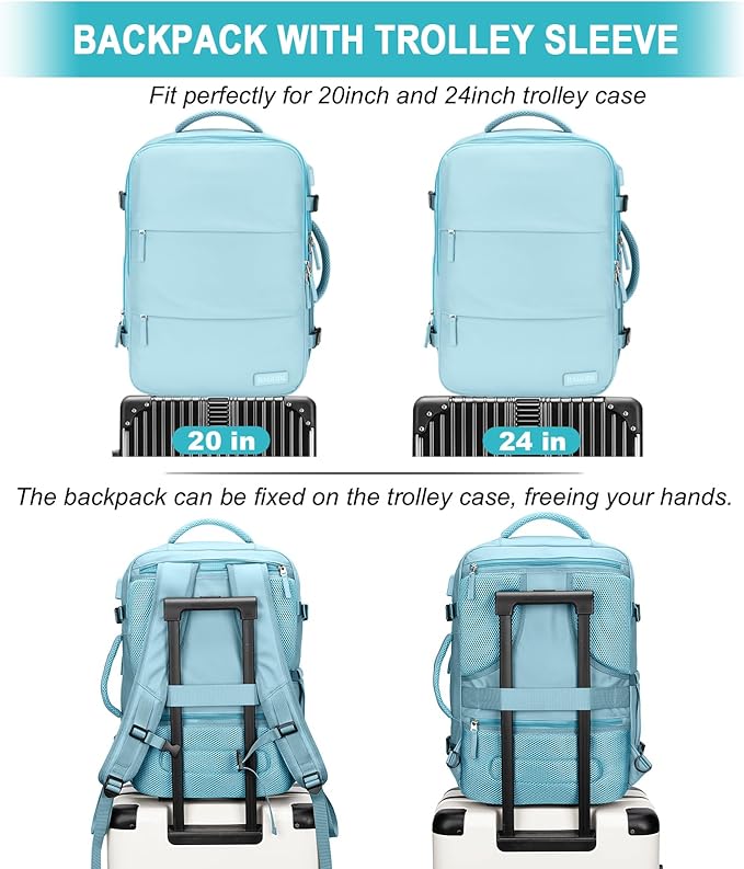 Carry On Backpack, 42L Flight Approved Travel Backpack for Men Women,Airline Approved Gym Backpack Waterproof Business Laptop Daypack Laptop Backpack,Casual Daypack for Business Weekend Hiking