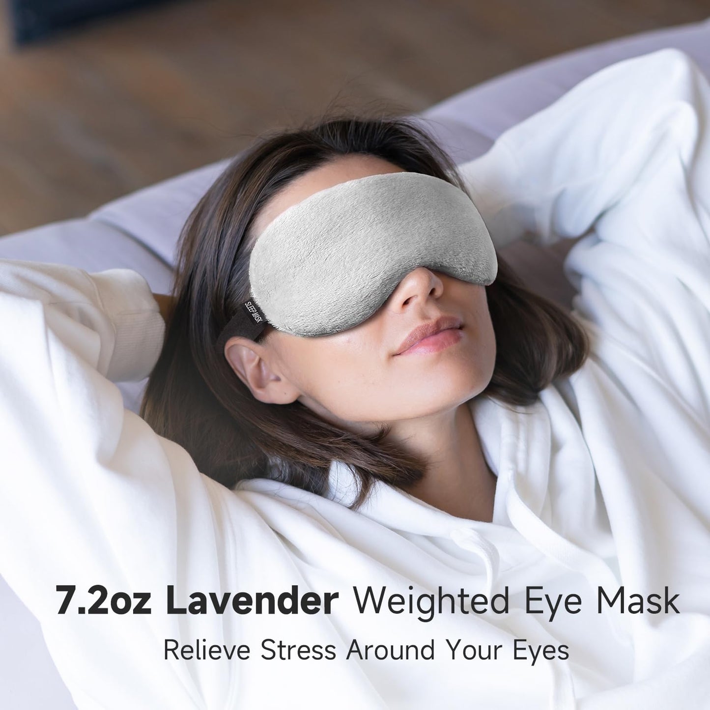 Umisleep Lavender Eye Mask, 0.45 lb Aromatherapy Weighted Eye Mask for Dry Eyes, Sleep Mask for Men Women, Hot Therapy Eye Cover for Compression Pain Relief, Eye Pillow for Puffy Eyes, Sinus Pain-Grey