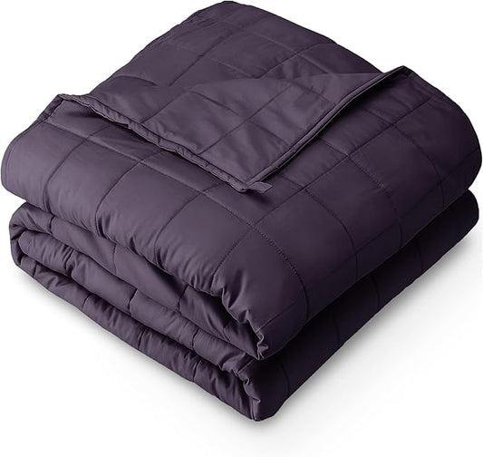 Bare Home Weighted Blanket King Size 30lb (80" x 87") for Adults - All-Natural 100% Cotton - Premium Heavy Blanket Nontoxic Glass Beads (Eggplant, 80"x87")