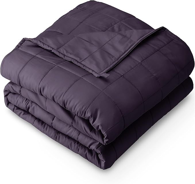 Bare Home Weighted Blanket Queen Size 17lbs (60" x 80") for Adults - All-Natural 100% Cotton - Premium Heavy Blanket Nontoxic Glass Beads (Eggplant, 60"x80")