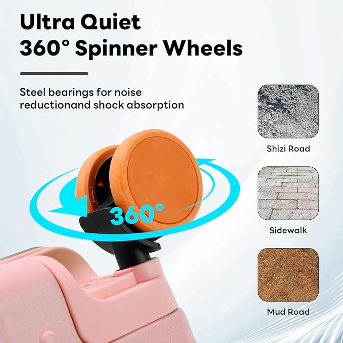 18 Inch Carry On Luggage Suitcase Locks TSA Approved Hardside Lightweight Suitcase with Cup Holder TSA Lock Carry On Luggage with USB Port Phone Holder Suitcases with 360° 8 Double Spinner Wheels