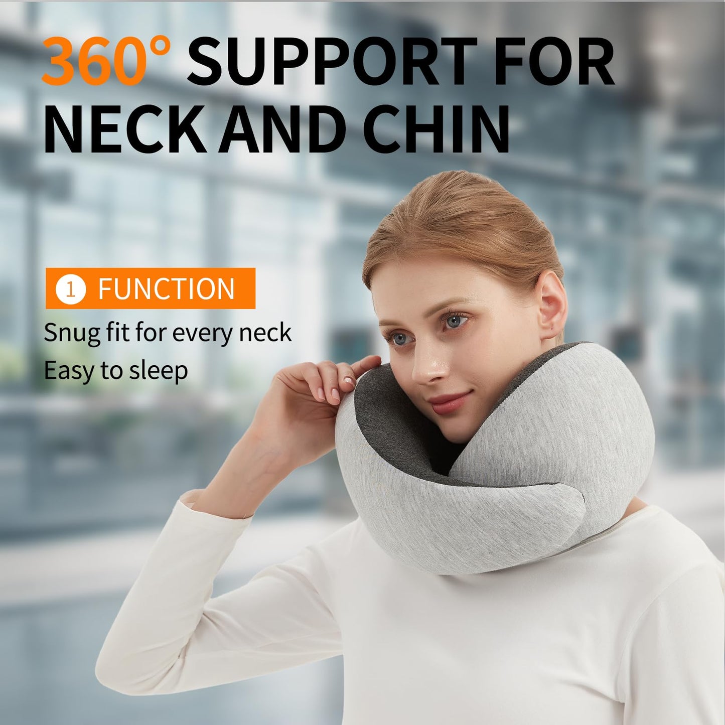 RKADIR Travel Neck Pillow Airplane, Memory Foam Travel Pillows for Comfort on Sleeper Hold Compact and Ergonomic Design for Traveling Car Rides Home Road Trip Essentials for Adults and Kids (Grey)