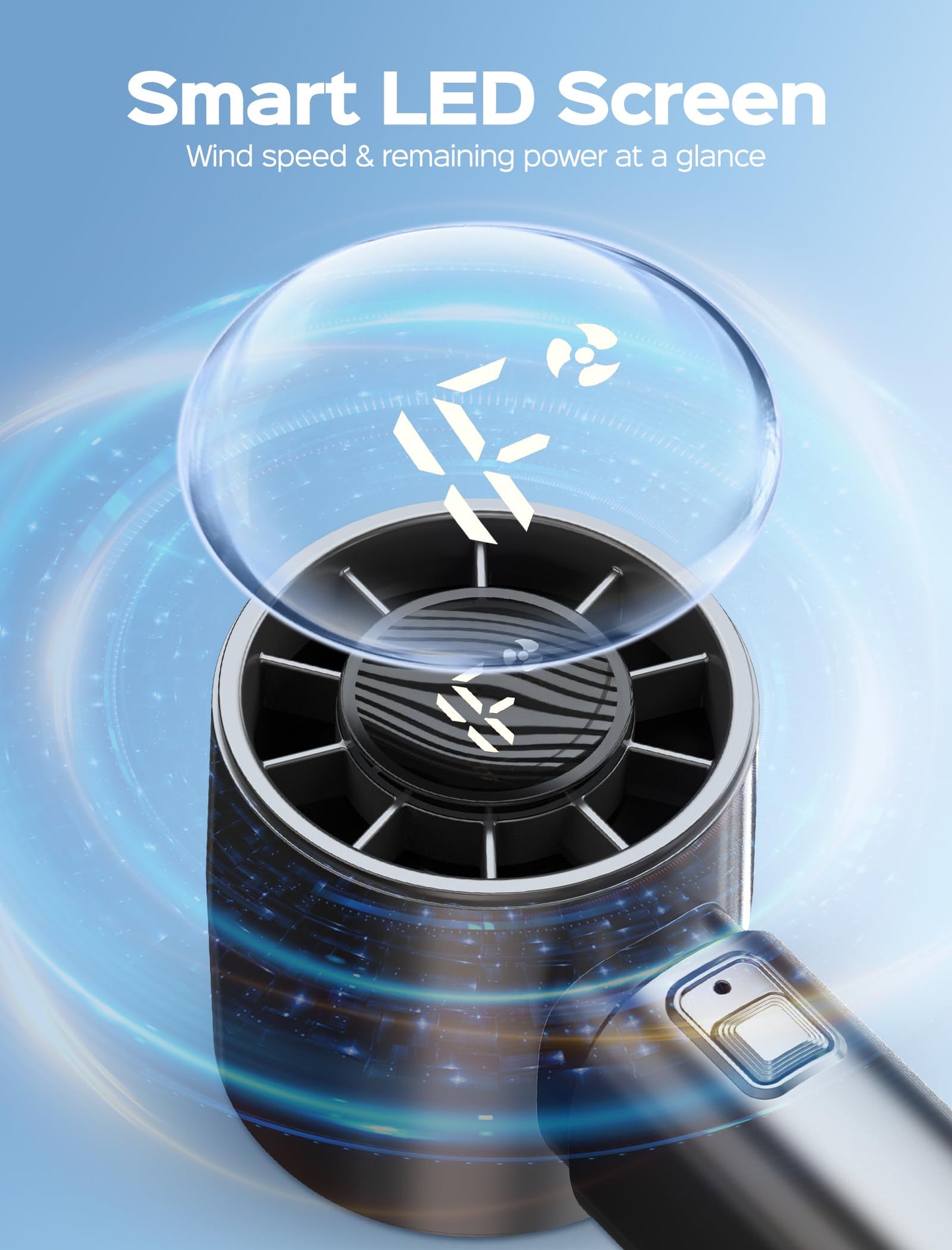 Portable Handheld Fan with Digital Display,High Speed 10000 RPM USB Rechargeable Mini Personal Fan, 4000mAh Battery, Hand Held Cooling for Travel/Camping/Outdoor - Grey (Ideal Gift for Women & Men)