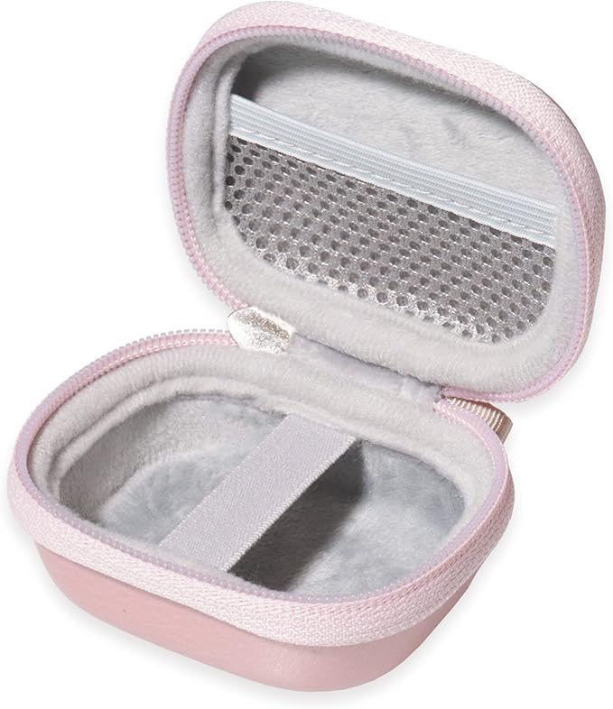 CaseSack Case for JLab Go Pop+,Go Air Pop, Air, Air Tones+/ Tones, JBuds Mini True Wireless Earbuds, Compact Organizer for The Charger case and Charger Cord (Rose Gold)