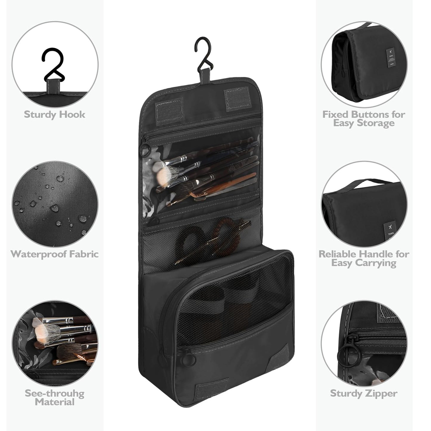 10 Set Packing Cubes for Travel - Black Suitcase Organizer With Toiletry Bag, Mesh Breathable Luggage Organizer Bags, Travel Essentials for Women Accessories