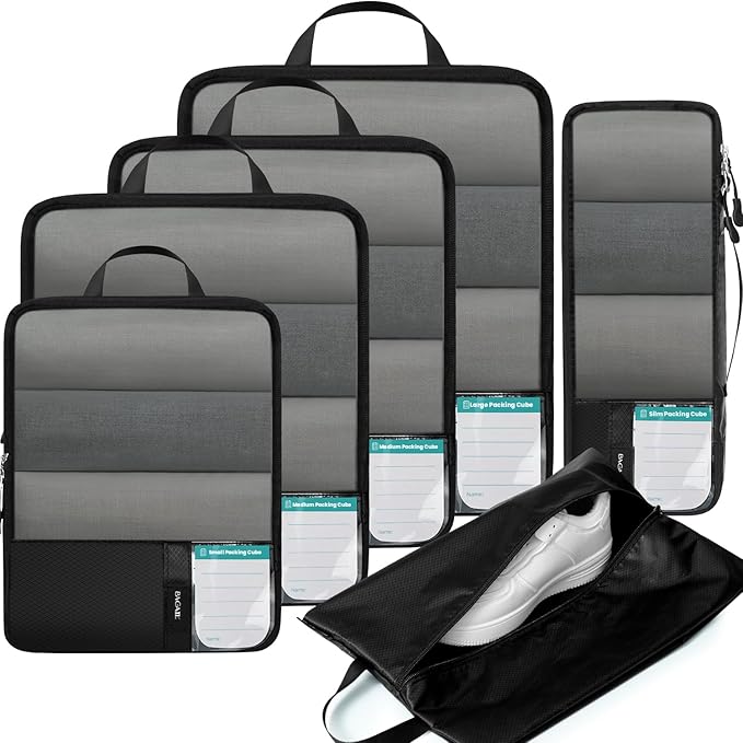 BAGAIL 6 Set Ultralight Compression Packing Cubes Packing Organizer for Travel Accessories Luggage Suitcase Backpack