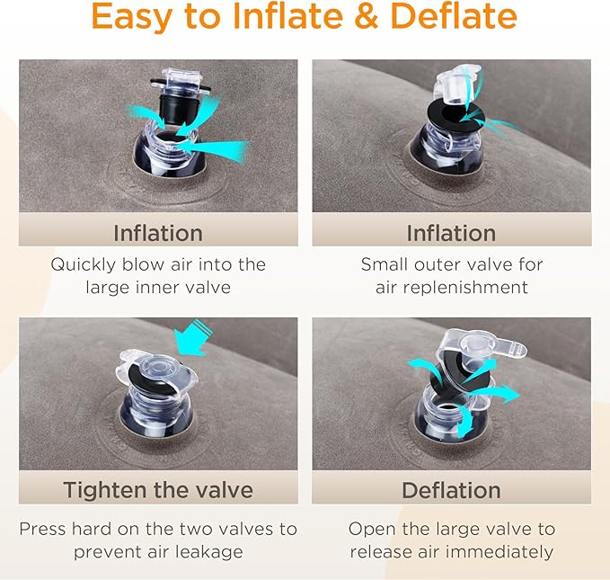 HOMCA Inflatable Travel Foot Rest Pillow, Adjustable Height Leg Pillow，Fast Inflating Airplane Bed for Toddlers，Footrest Pillow for Office, Airplane，Train，Cars，Home