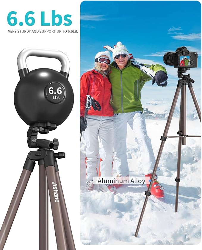 71" Camera Tripod, Lightweight Aluminum Phone Tripod with Wireless Remote, Phone Holder & Carry Bag, Portable Travel Camera Stand for Smartphones Canon Nikon DSLR Cameras, Max Load 6.6 lb (Brown)
