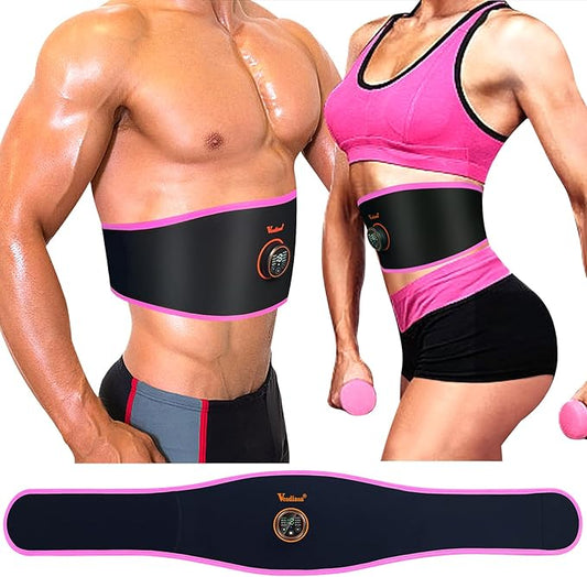 ABS Stimulator Muscle Toner Flex Fitness Belt for Waist Trimmers FDA Cleared AB Machine Abdominal Toning Ems (Pink, One Size)