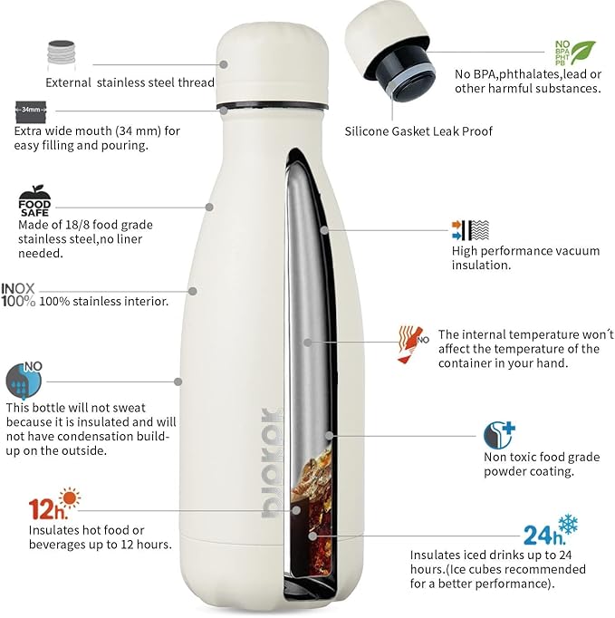 BJPKPK Stainless Steel Insulated Water Bottles Dishwasher Safe Water Bottle Keep Cold And Hot,Angel White