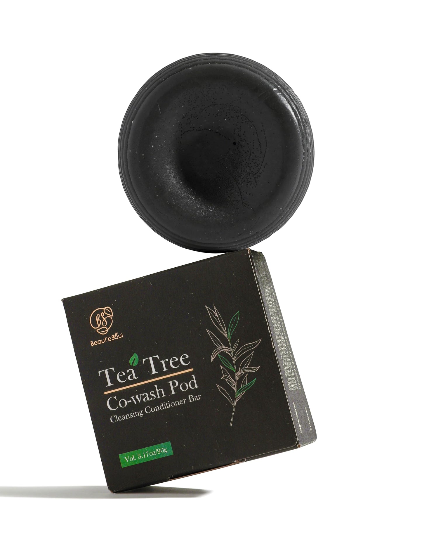 BEAUTE SEOUL Co-Wash Conditioner Bar for Curly Hair - Tea Tree & Charcoal Solid Cleanser for Dry Scalp, Buildup Removal & Moisture – Sulfate-Free, No Silicones, All Hair Types, 3.17oz