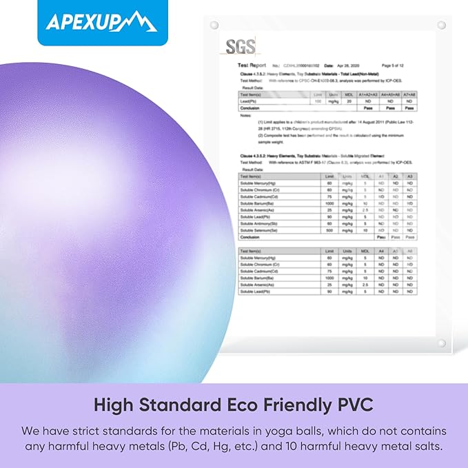 APEXUP Yoga Ball Exercise Ball Anti Slip Heavy Duty for Fitness, Balance & Core Workout