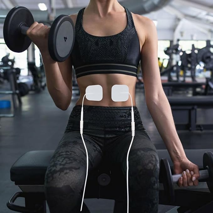 20PCS TENS Unit Replacement Pads, TENS Electrodes Pads Self-Adhesive Electrode Pads 2"x2" Reusable Tens Unit Patches Compatible with TENS Machine Use 2.0mm Pin Connector Lead Wires (2”x2“)