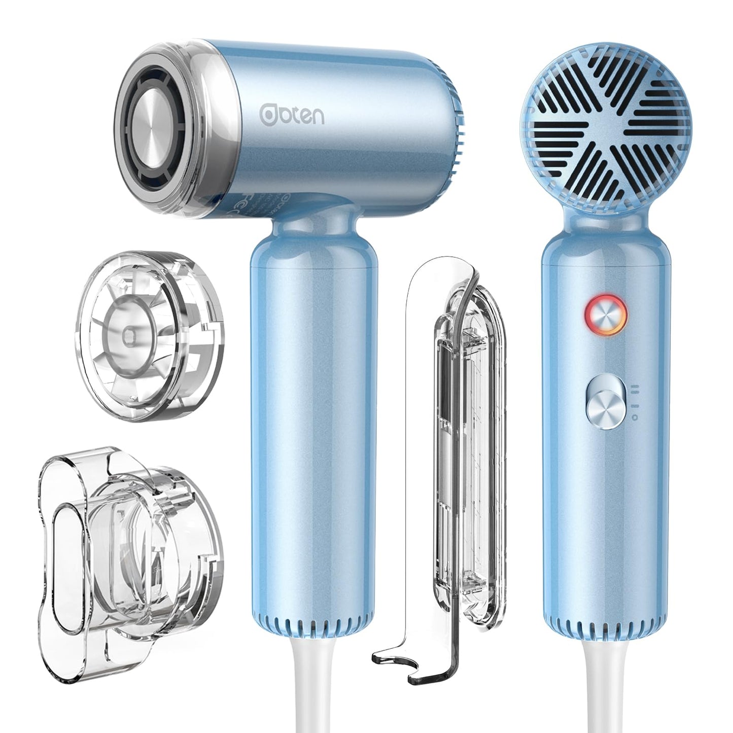 DBTEN Mini Hair Dryer, High-Speed Blow Dryer with 110,000RPM Brushless Motor, Magnetic Diffuser, Negative Ionic Technology for Fast Drying, Compact & Lightweight for Home & Travel (Blue)