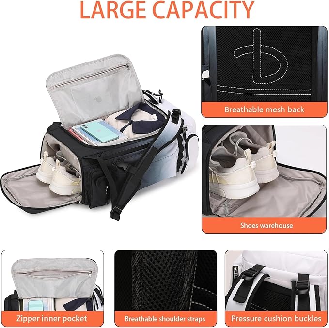 BE SMART 40L Extra Large Gym Backpack for Men, Big Gym Bag with Shoes Compartment, Waterproof Heavy Duty Duffel Bags, Men's Workout Backpacks for Outdoor Sport,Hiking,Camping,Travel