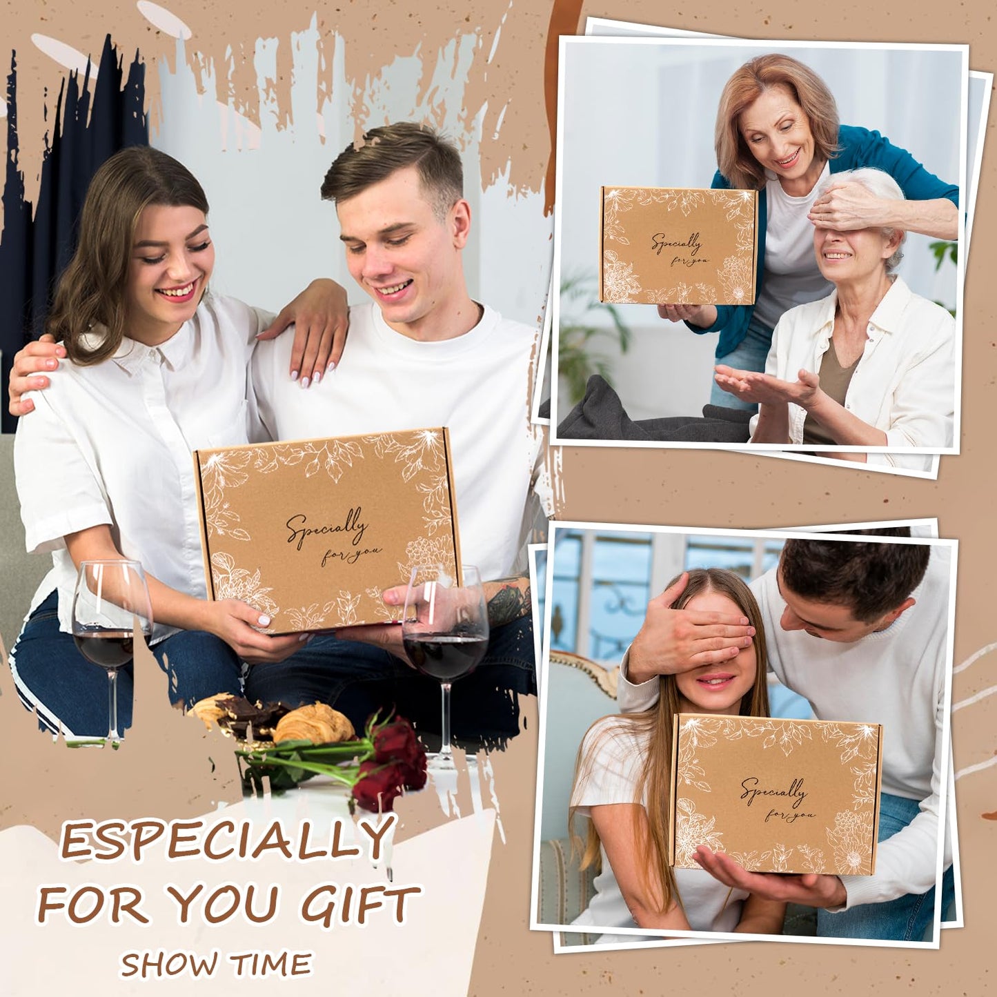 Birthday Gifts for Women, Get Well Soon Self Care Package Box, Thinking of You Inspirational Sympathy Gift Basket, Unique Sending Hug Baskets Feel Better for New Mom Wife Friend Sister (Ivory)