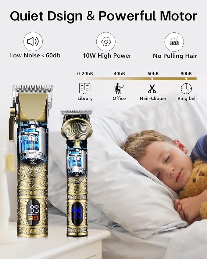 AMULISS Professional Hair Clippers for Men - Cordless Hair Clippers and Trimmers Set Barber Clippers Hair Cutting Kit Mens Beard Trimmer Nose Hair Trimmer Gift for Men