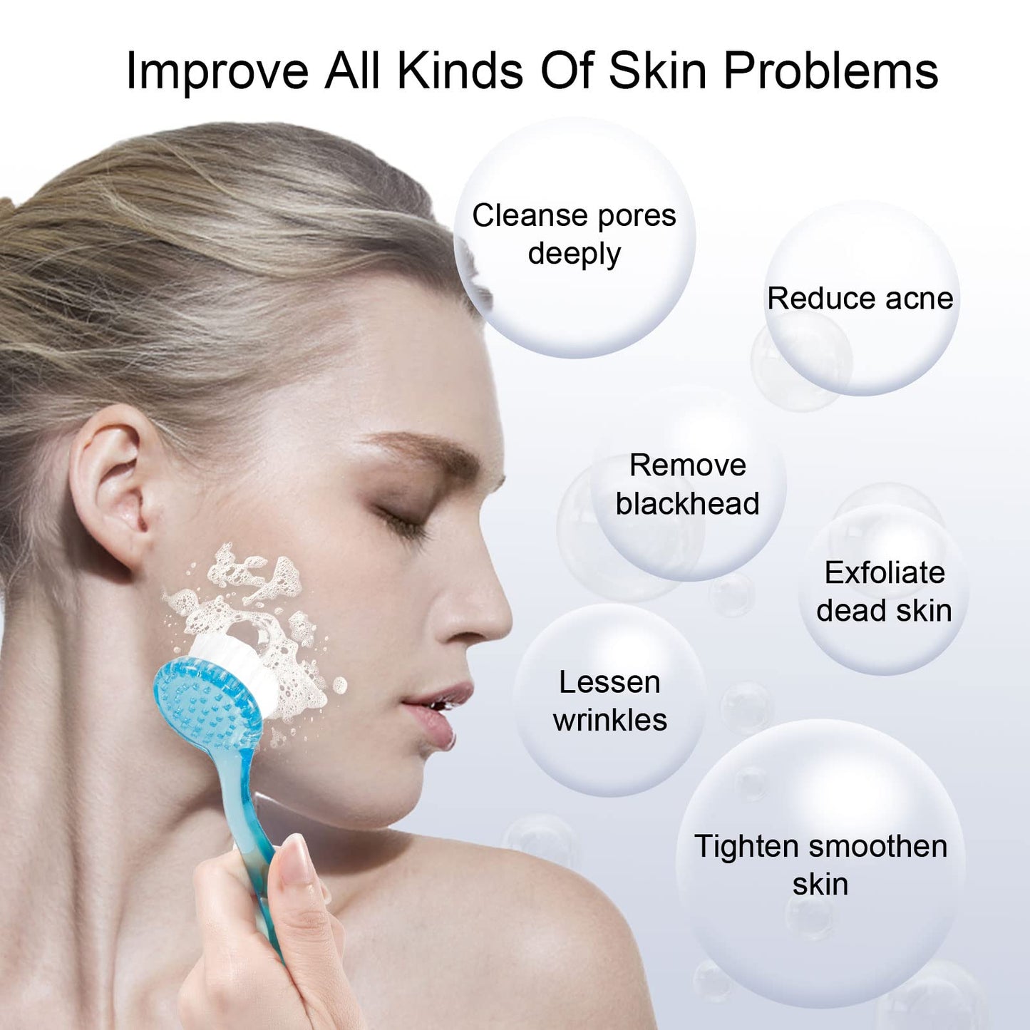 4 Colors Facial Cleansing Brush, Beomeen Face Scrubber Exfoliating Brush Face Wash Scrub Exfoliator for Skin Care, Makeup Removal (Blue, Pink, Purple, Clear)