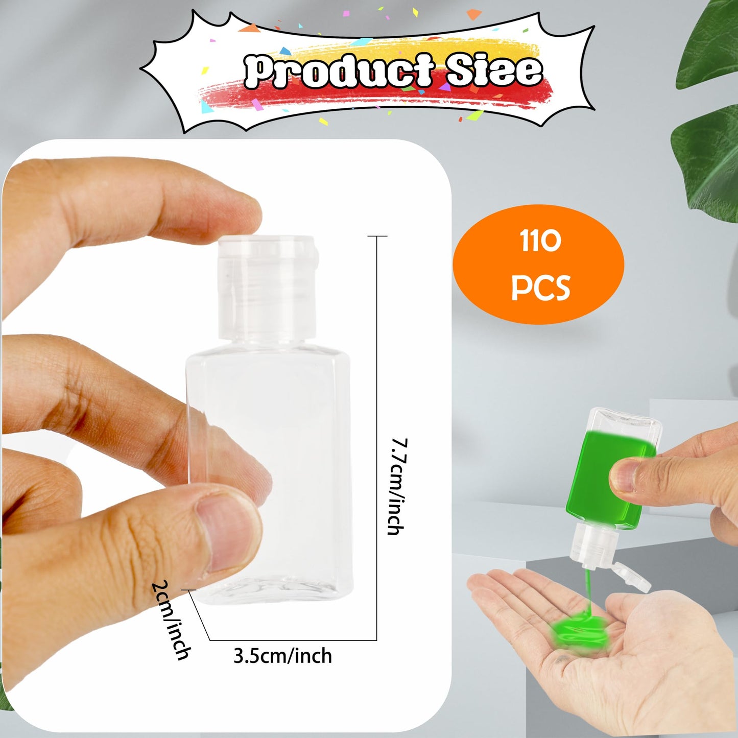 110 Pcs 1 oz Travel Plastic Bottles Mini Clear Bottles with Flip Caps Empty Hand Sanitizer Container Portable Refillable Containers for Shower Gel Face Creams Body Lotions