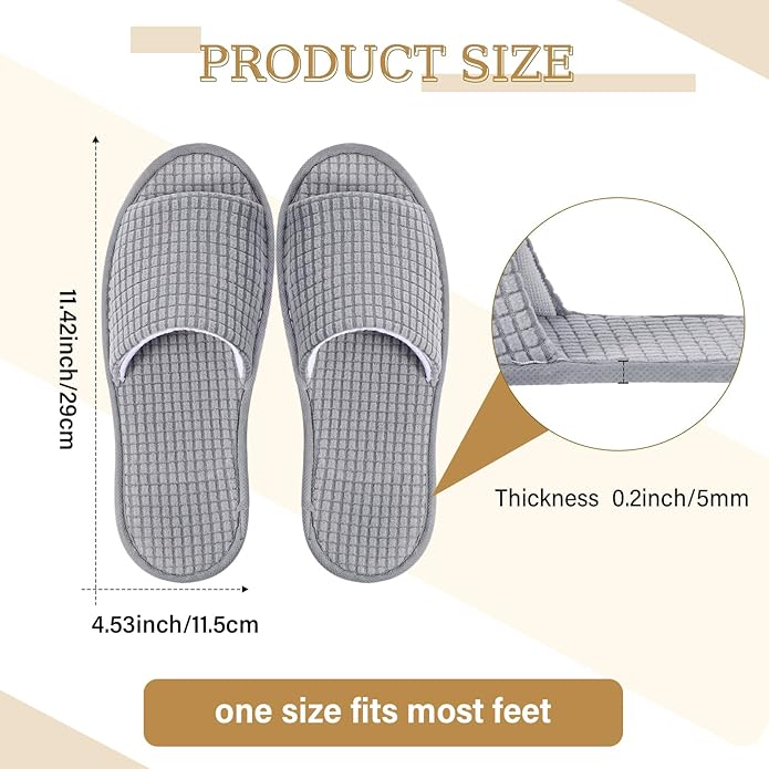 12 Pairs Disposable Slippers for Guests Open Toe Spa Slippers Bulk Disposable Sandals Soft Fleece for Man Women Spa Hotel Wedding Shoeless Home