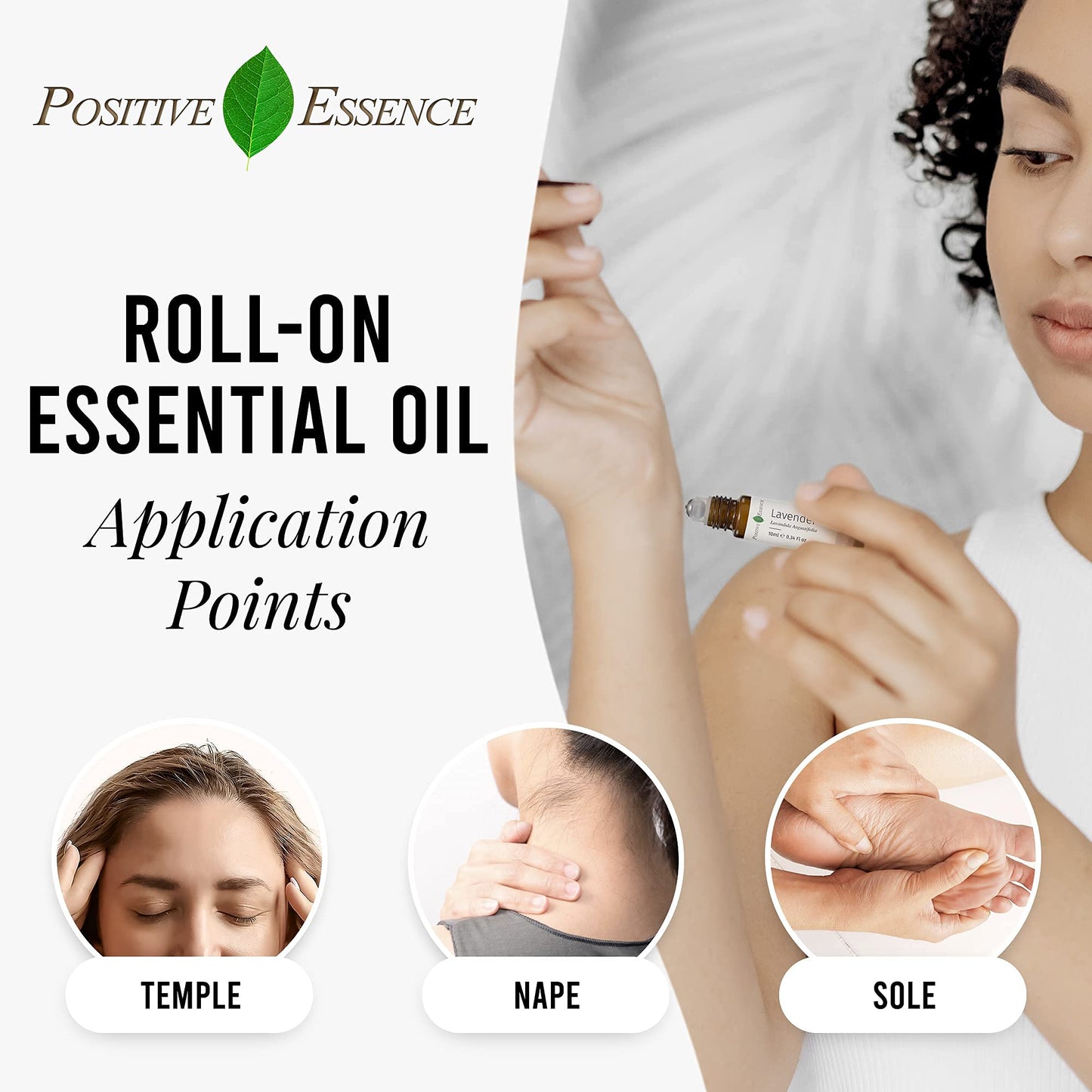 Lavender Essential Oil Roll On, Pure Lavender Essential Oil and Jojoba Oil for Relaxation and Skin Application, Leak-Proof Rollerball (10 mL)