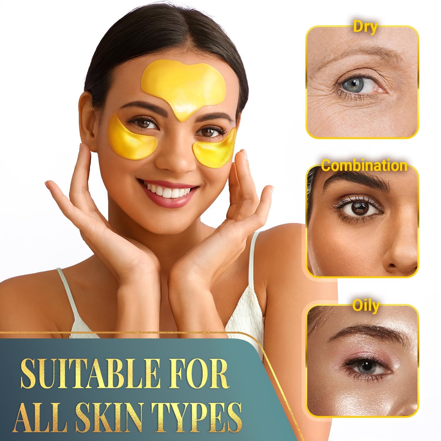 Forehead Wrinkle Patches for Face - Collagen, Hyaluronic Acid and Vitamin A Skin Pads - Forehead Line Remover Wrinkle Eye Patch Set - 20 Golden Sachets