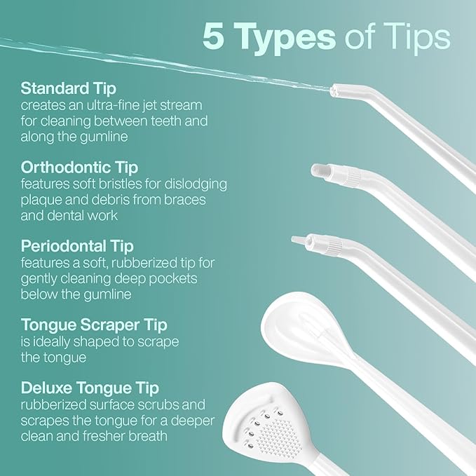 AquaSonic Aqua Flosser PRO - Rechargeable Cordless Water Flosser for Teeth, Gums & Tongue - Modern Design, 300ml Large Tank, 6 Jet Tips with Deluxe Tongue Nozzle, 3 Modes, Waterproof Mint Green