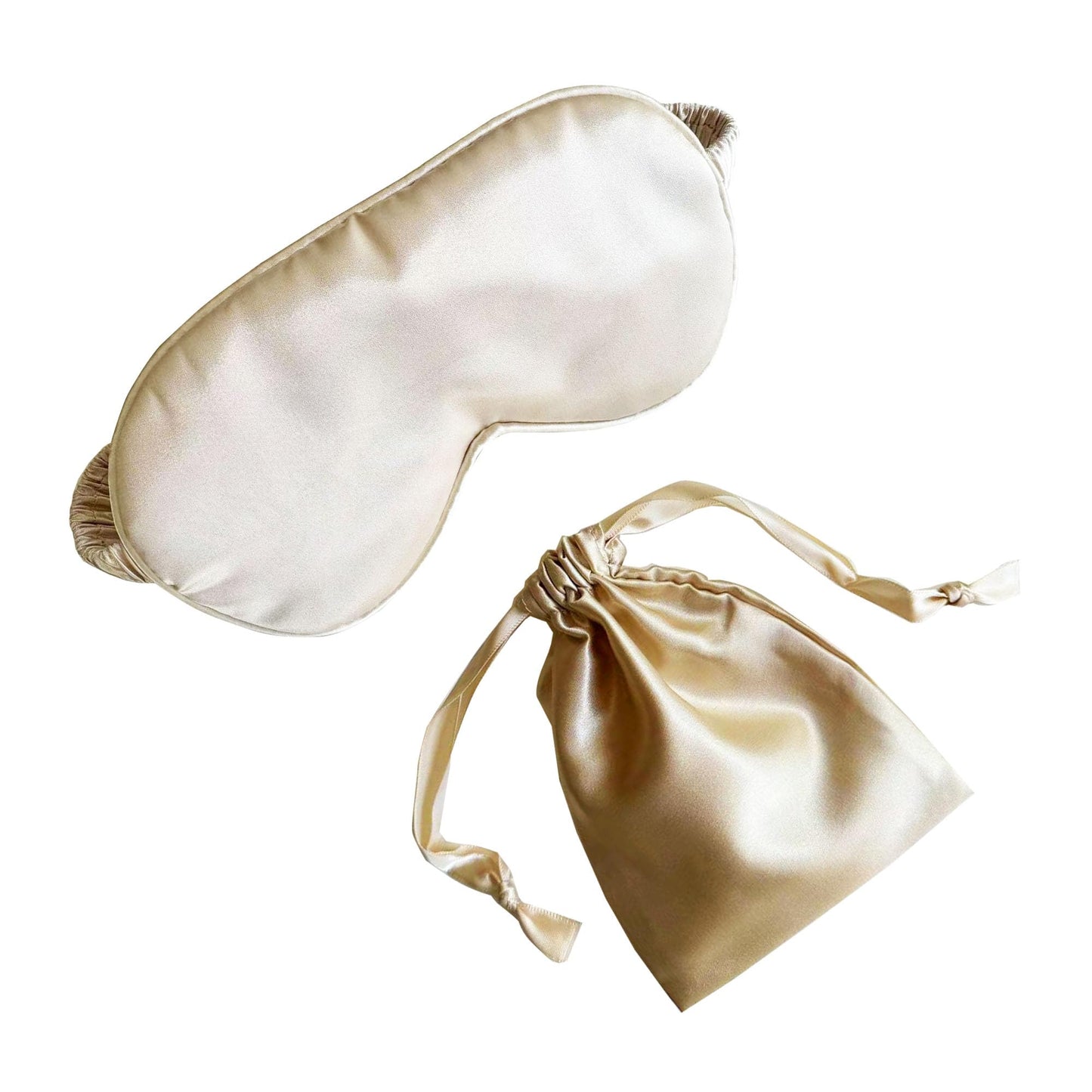 QSYW Silk Eye Mask for Sleeping - Satin Eye Cover with Silk Storage Bag Beige