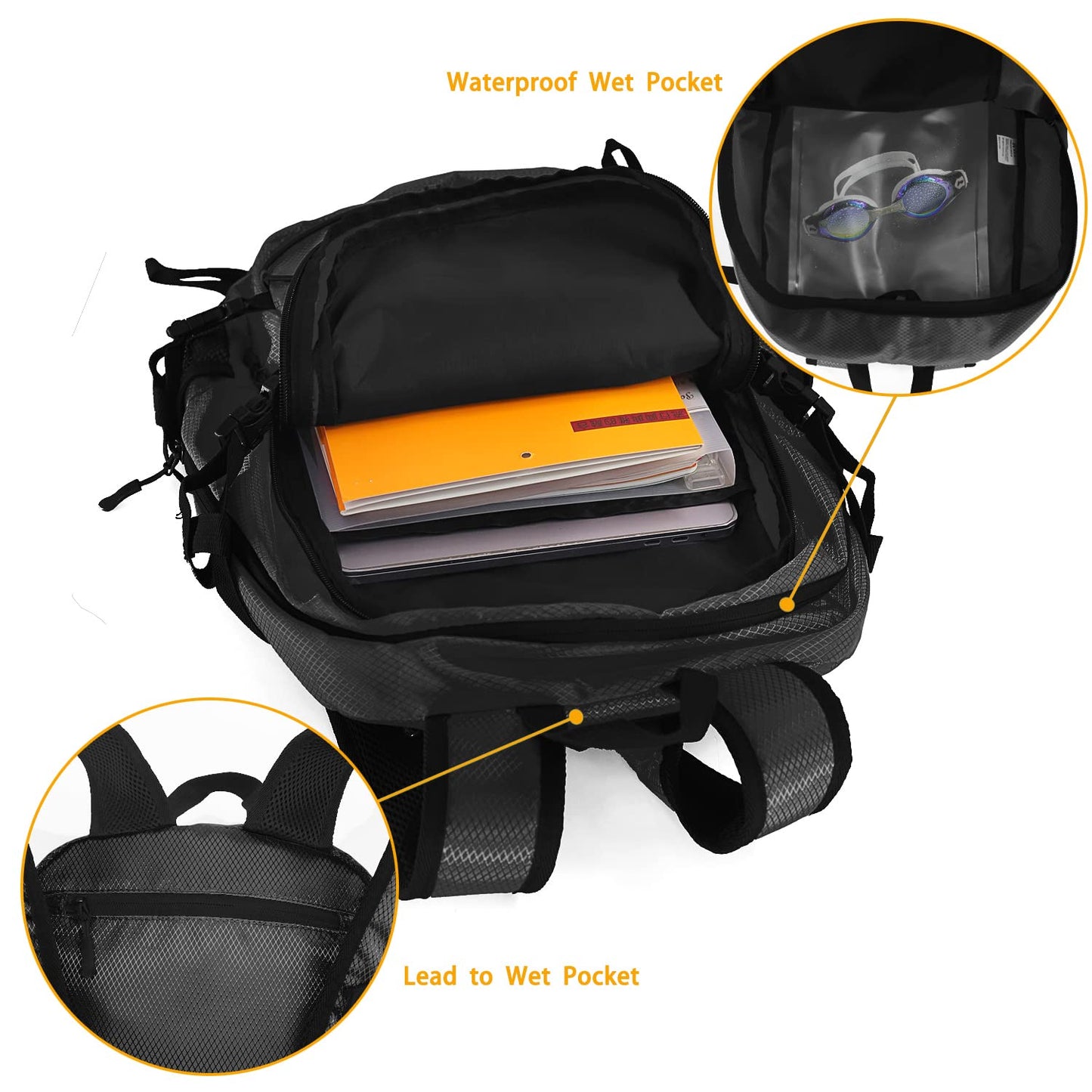 WOLT 40L Packable Travel Backpack, Foldable Lightweight Backpack for Men Women,Waterproof Hiking Bag for Outdoor Camping (Black)