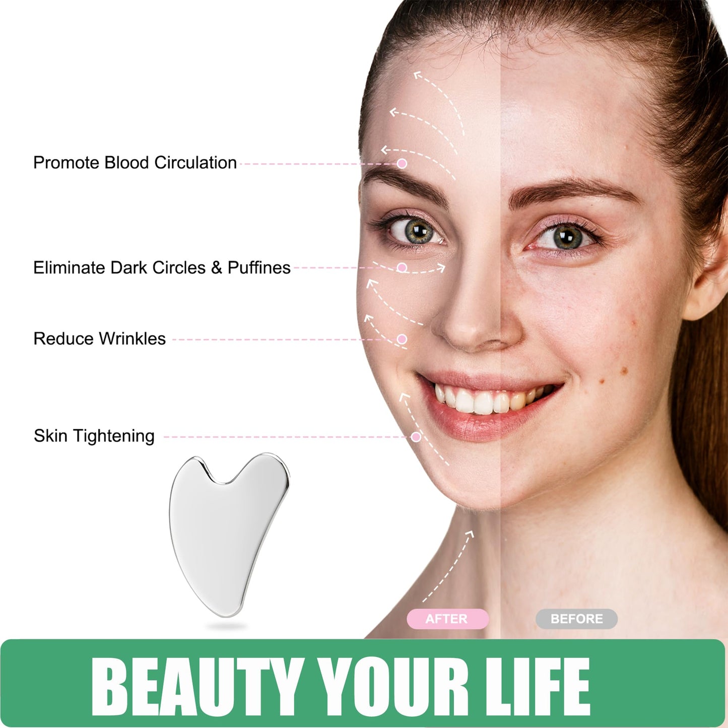 Ice Roller and Gua Sha Skin Care Tool Set, Face Roller for Women, Gua Sha Tool for Face, Facial Skin Care Kits for Puffiness Reducing Muscle Relaxing Wrinkles Relieving, Self Care Gift for Women