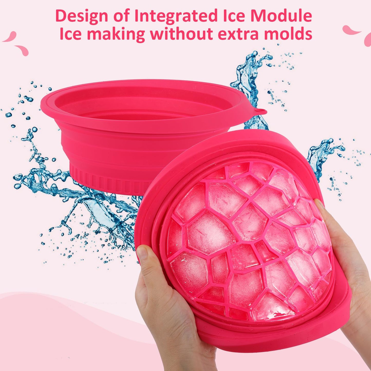 Ice Bowl for Facial Cold Bath Foldable Silicone Washbasin with Built-in Icetray Collapsible Travel Facial Plunge Bowl for Face Icebath