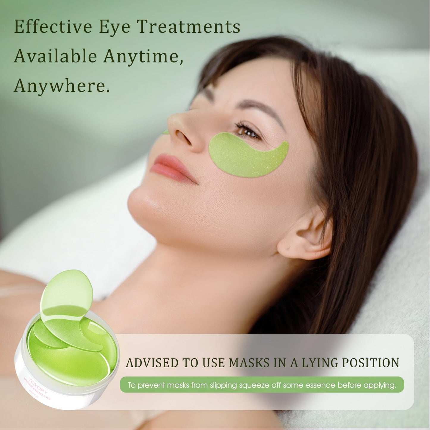 YOYORY Under Eye Patches Masks - for Eye Bags with Collagen and Hyaluronic Acid, Dark Circles,and Fine Lines, Fade Wrinkles Treatment for Women and Men - 60 Pcs Green