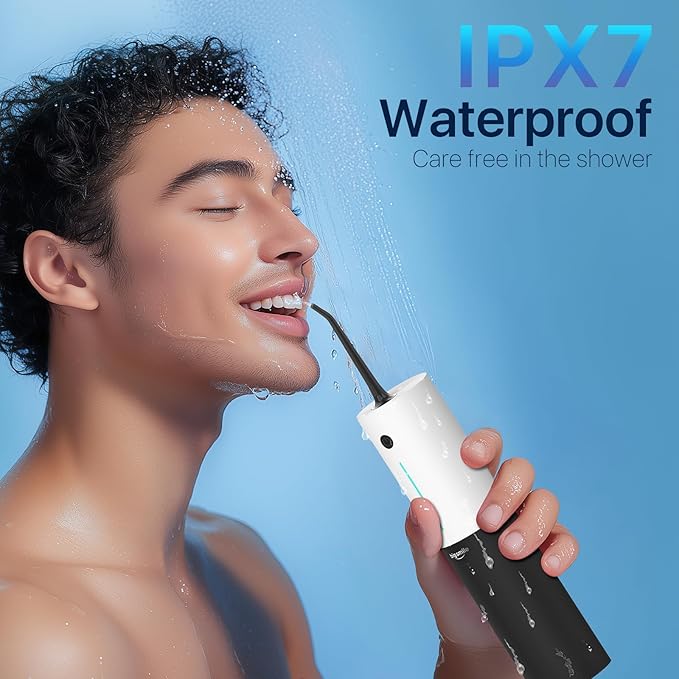 Bigsmile Water Flosser Cordless Dental Irrigator Kid Braces Oral Irrigador Travel Shower Portable Teeth Pick Wireless Floss IPX7 200ML Famous Dentist Recommend(Panda)