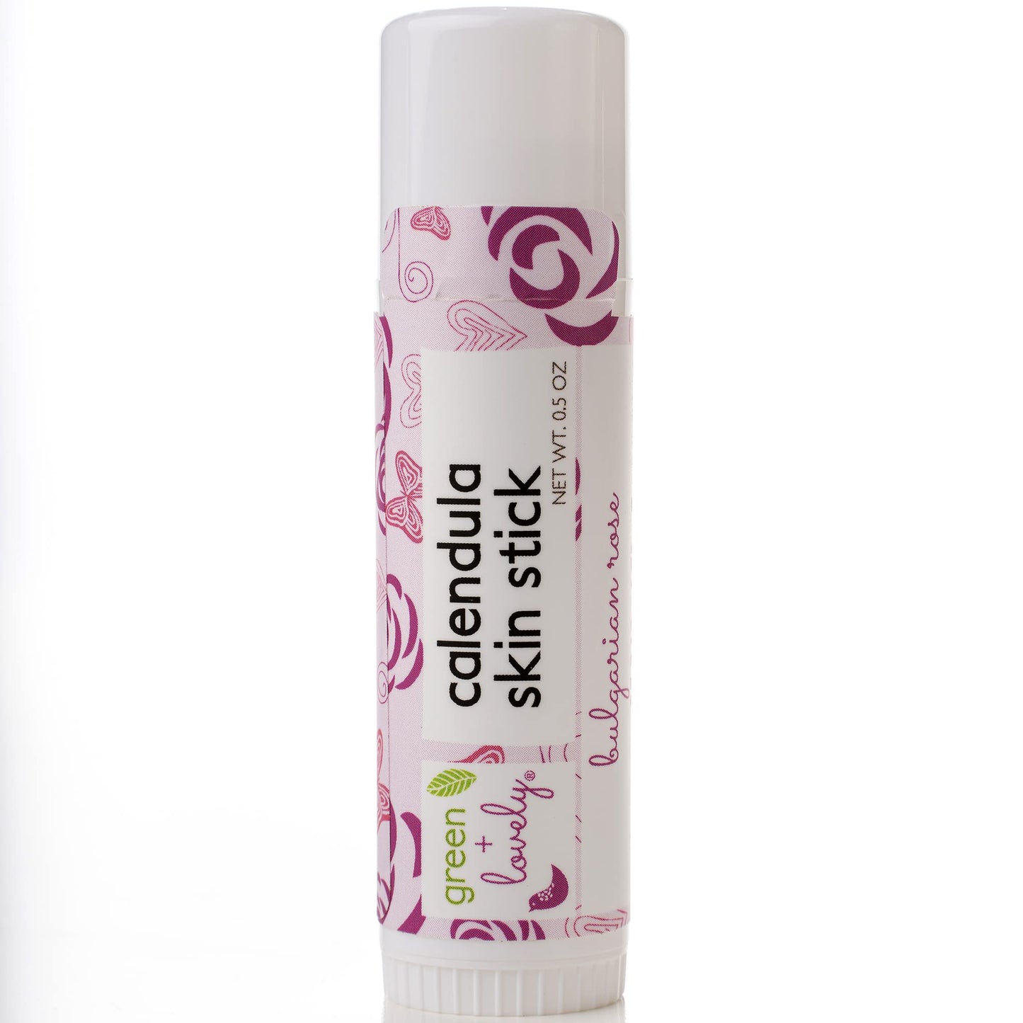 Green + Lovely Calendula Skin Stick Organic Lotion Sticks Moisturizing Balm Ointment Salve Multipurpose Hand Cream Body Bar, 0.5 oz., Bulgarian Rose (1 tube set)