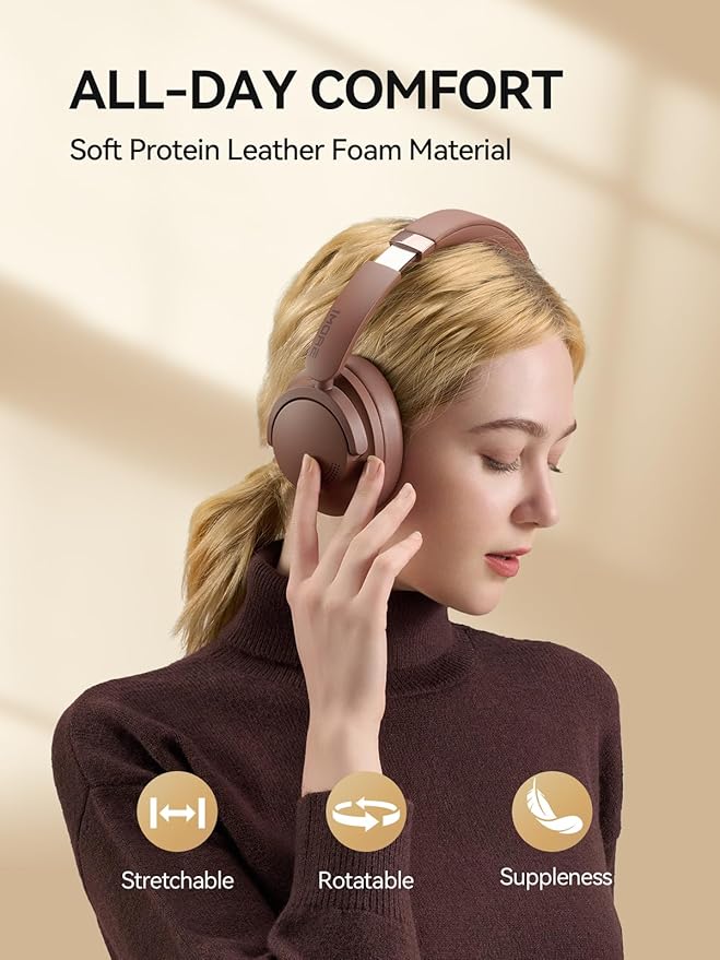 1MORE SonoFlow Pro HQ51 Wireless Over-Ear Headphones, Reduce Noise by Up to 45dB, Hi-Res Audio, 100H Playtime, App Control, Bluetooth 5.4, AI Clear Calls, Lightweight Fit for Travel Office, Brown