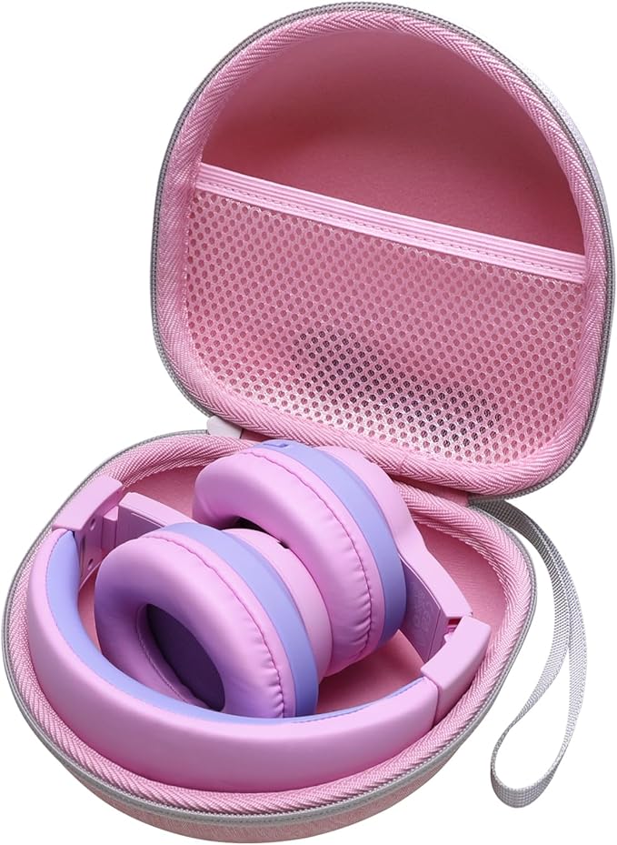 Kids Headphone Case Compatible with iClever BTH12 / HS19 / BTH26 / JBL JR320BT / JoySpark-T5 / Candy Bila BH03 / EarFun/IMYB/MIDOLA MD-B01 / noot Products Foldable Kids Headphones, Pink (Case Only)