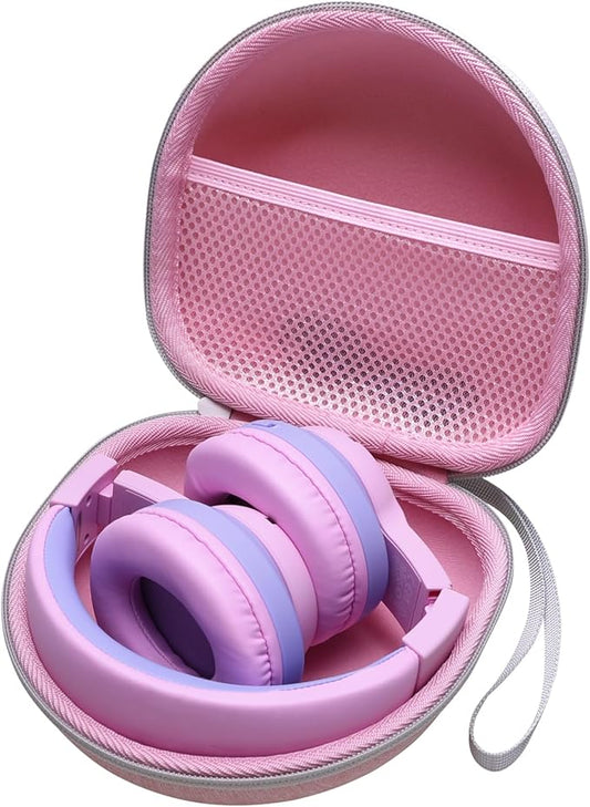 Kids Headphone Case Compatible with iClever BTH12 / HS19 / BTH26 / JBL JR320BT / JoySpark-T5 / Candy Bila BH03 / EarFun/IMYB/MIDOLA MD-B01 / noot Products Foldable Kids Headphones, Pink (Case Only)