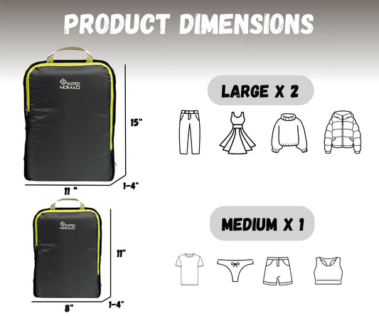 6 Set/3 Set Ultralight Compression Packing Cubes, Suitcase and Backpack Travel Organizer Bags (Shadow Gray, 3Piece)