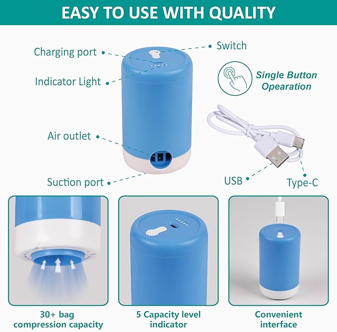 30 Pack Space Saver Storage Bags with Electric Air Pump