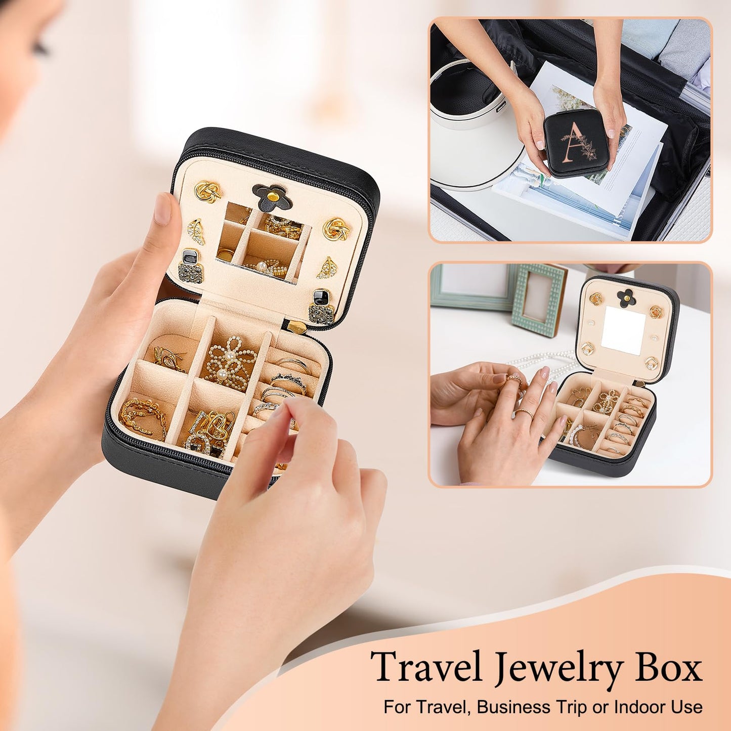 Unicorn Castle Travel Jewelry Case For Women Travel Jewelry Organizer With Mirror Jewelry Organizer Box Small Jewelry Box For Travel Essentials, A