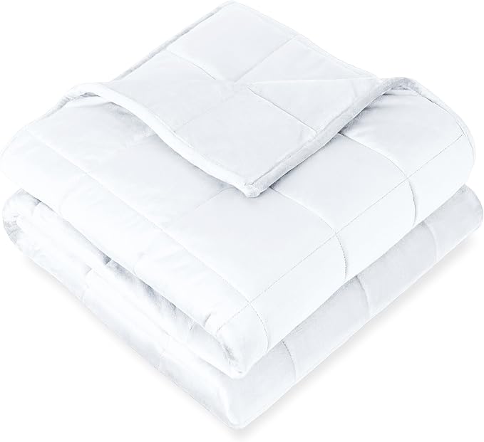Bare Home Weighted Blanket Queen Size 17lb (60" x 80") for Adults - Minky Fleece - Premium Heavy Blanket Nontoxic Glass Beads (White, 60"x80")