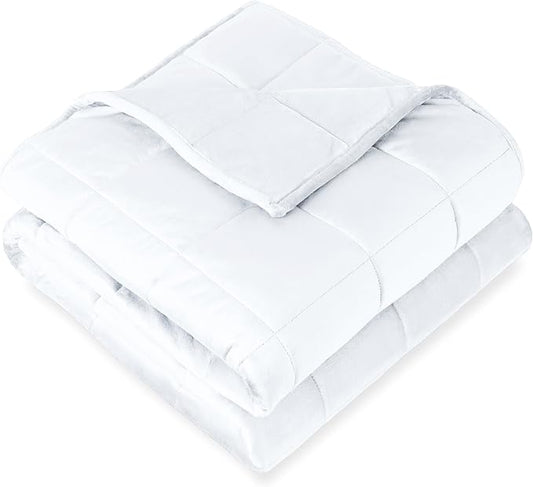 Bare Home Weighted Blanket Queen Size 17lb (60" x 80") for Adults - Minky Fleece - Premium Heavy Blanket Nontoxic Glass Beads (White, 60"x80")