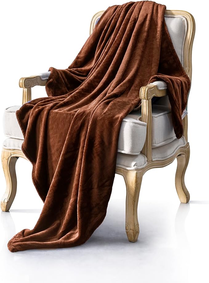 JIAHANNHA Flannel Fleece Blanket Throw Size(60 by 80 Inches),Brown Throw Blanket for Couch Sofa Bed 280GSM,Super Soft Plush Cozy and Lightweight Warm Bed Blanket for All Season