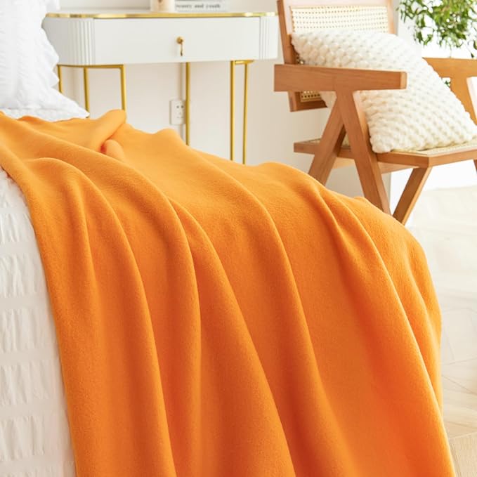 CAI TENG Fleece Throw Blanket Bulk 6 Pack Kids Blankets Throws Soft Lightweight Cozy Polar Fleece50 x 60 Solid Pet-Friendly Bed Sofa Couch Fleece Fabric Travel Wedding Gift Outdoor Orange