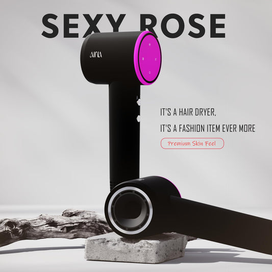 AINA Hair Dryer, Blow Dryer - Brushless Motor, 110,000 RPM Lightweight, Ionic Travel 110V/ALCI Plug(Sexy Rose)