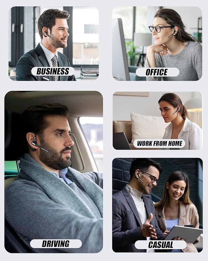 Bluetooth Headset V5.4, Wireless Bluetooth Earpiece with CVC8.0 Dual Mic Noise Cancelling 110 Hours Talktime for Cell Phone/iPhone and Android Headphones for Trucker/Driver/Business