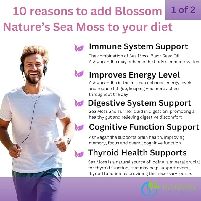 10-in 1 Irish Sea Moss Gummies 3000mg with Black Seed Oil Ashwagandha Bladderwrack Burdock Turmeric Apple Cider Vinegar Manuka Honey Dandelion - for Immune and Digestive System, Made in US