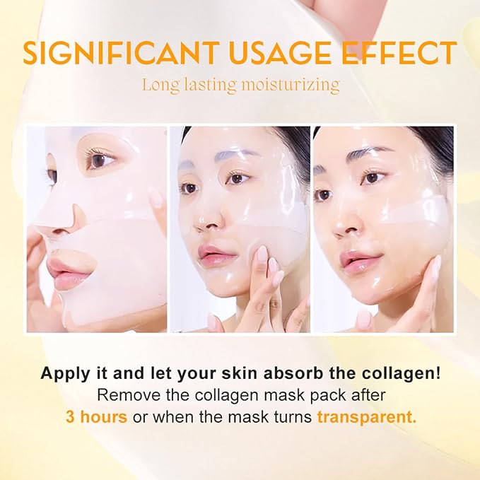 4 Pack Collagen Face Mask, Deep Lifting Mask, Bio-Collagen Films Deep Hydrating Firming Overnight Hydrogel Mask, Hydrating Anti Wrinkle Lifting Facial sheet masks