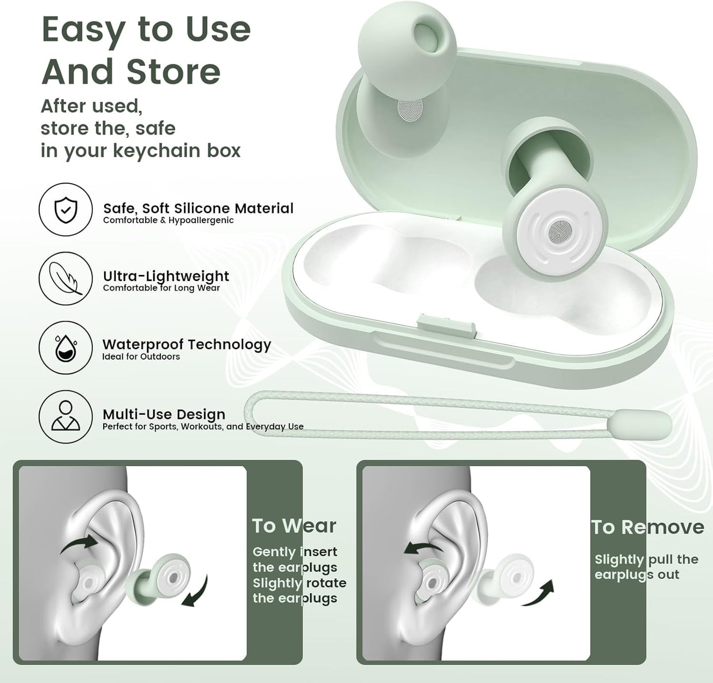 Ear Plugs for Sleeping Noise Cancelling -30dB, Reusable Silicone Earplugs for Noise Reduction, Hearing Protection Ear Plugs with 8 Eartips and Carrying Case